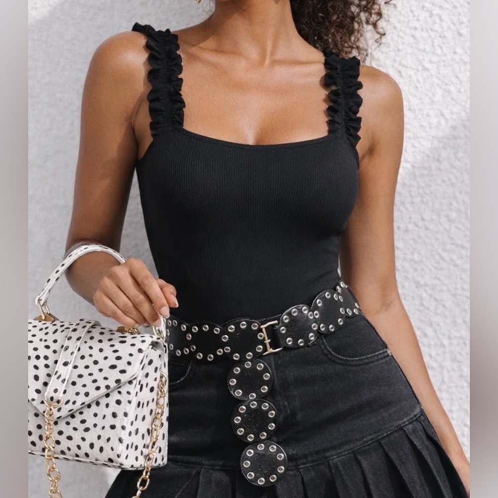 Black Sleeveless Bodysuit